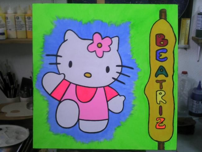 Painting titled "Hello Kitty" by Lcarmo, Original Artwork, Other