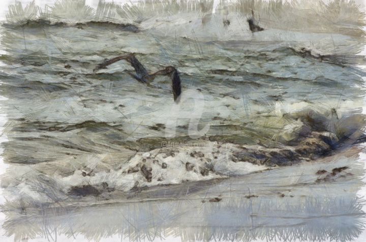 Arts numériques intitulée "Парящий над волнами…" par Andrei Sukhorukov, Œuvre d'art originale, Peinture numérique