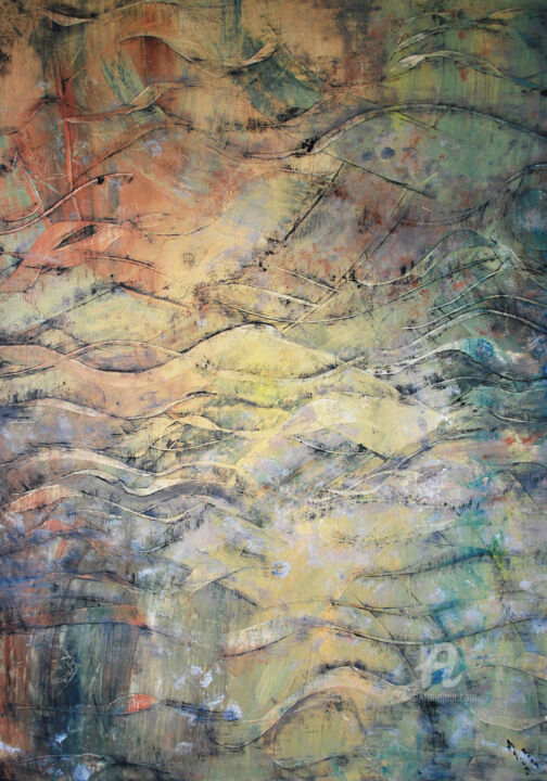 Painting titled "Flow 100x70cm peint…" by Asia Bagaeva, Original Artwork, Oil