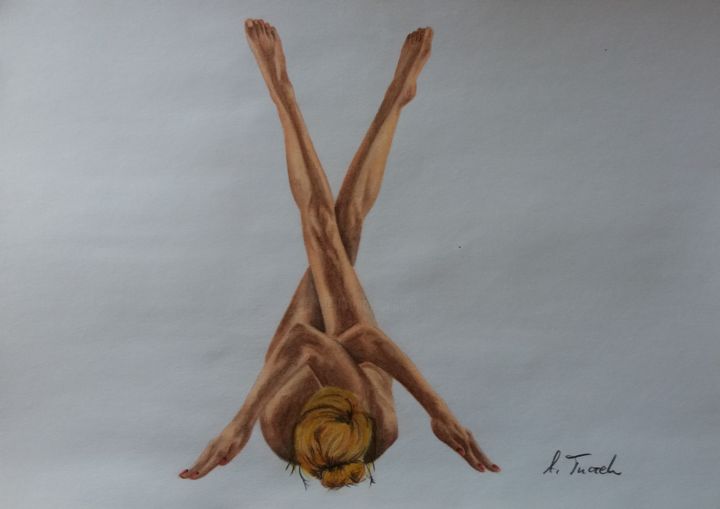 Dessin intitulée "nude - # 107" par Agnes Tuczek, Œuvre d'art originale