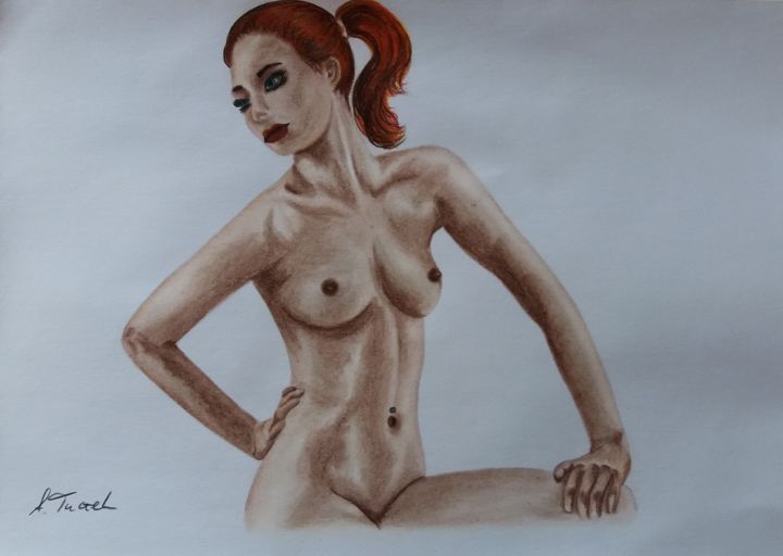 Dessin intitulée "nude - #106" par Agnes Tuczek, Œuvre d'art originale