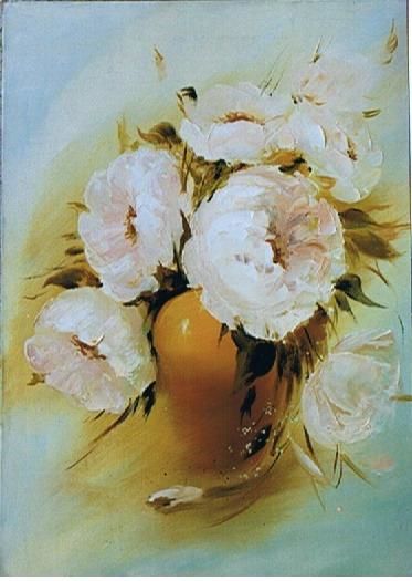 Painting titled "Pink Flowers" by Alina Atakarieva, Original Artwork, Oil
