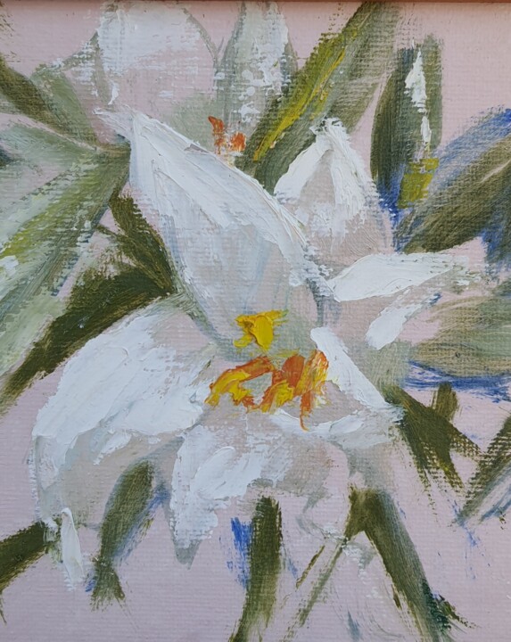 Painting titled "Lily painting flora…" by Atalia, Original Artwork, Oil