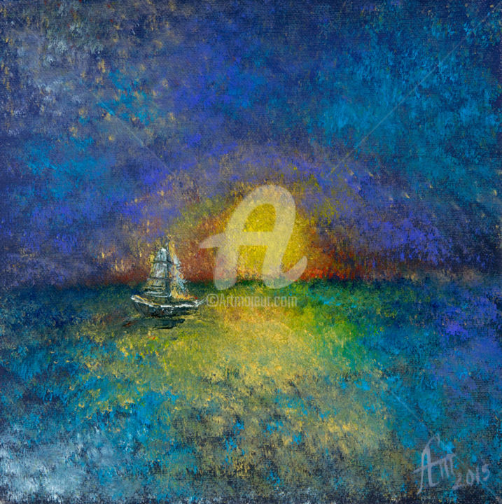 Painting titled "Cote d`Azur" by Nasya, Original Artwork, Oil