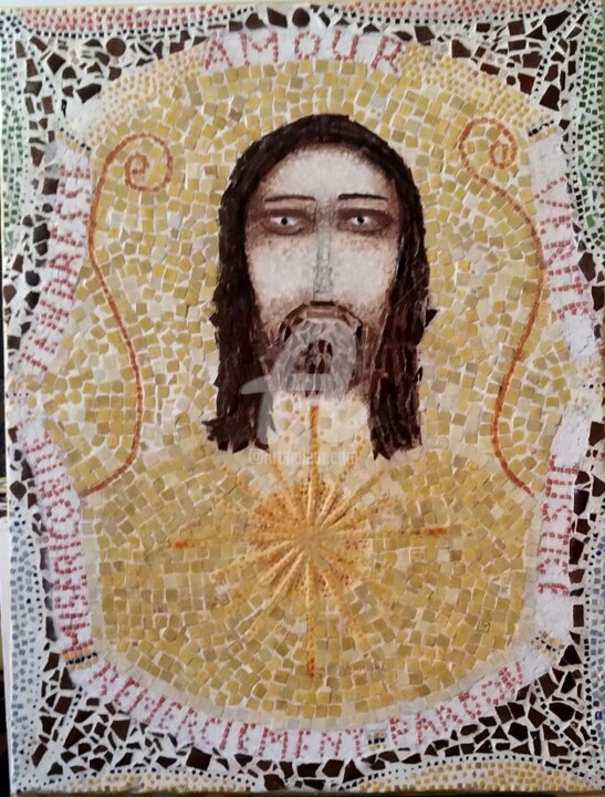 Sculpture intitulée "Christ Sauveur" par Atchama, Œuvre d'art originale, Émail