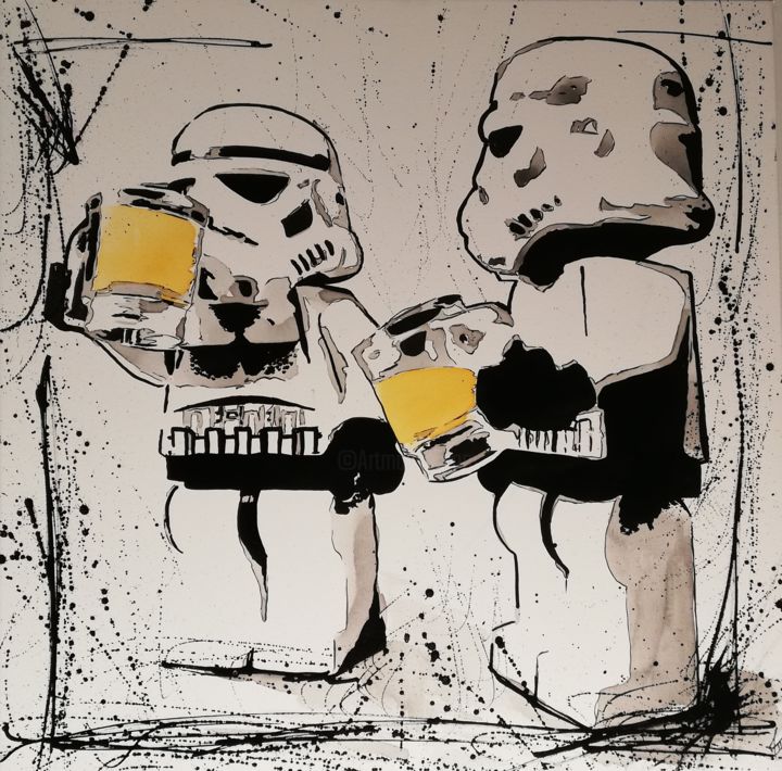 Peinture intitulée "Beer trooper" par Atelier Aurelsky, Œuvre d'art originale, Encre