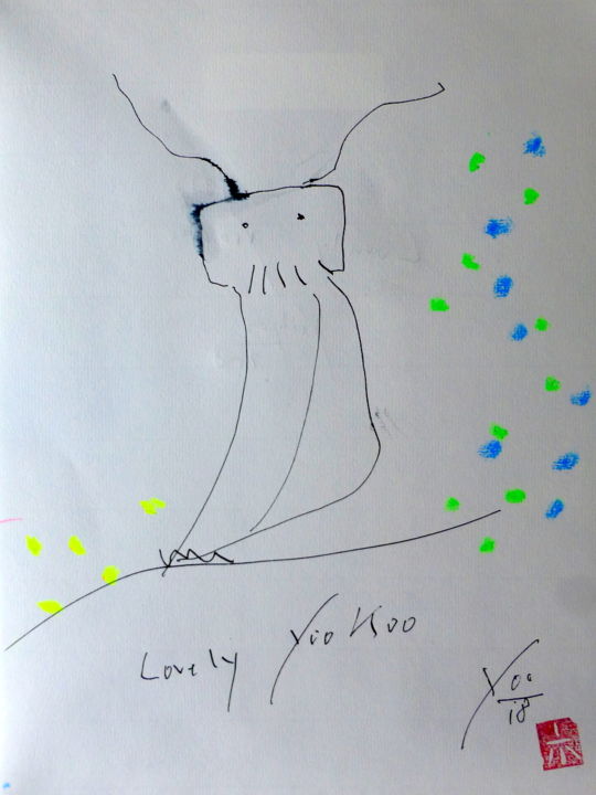 Peinture intitulée "Lovely YooKoo" par Yoolyus, Œuvre d'art originale, Aquarelle