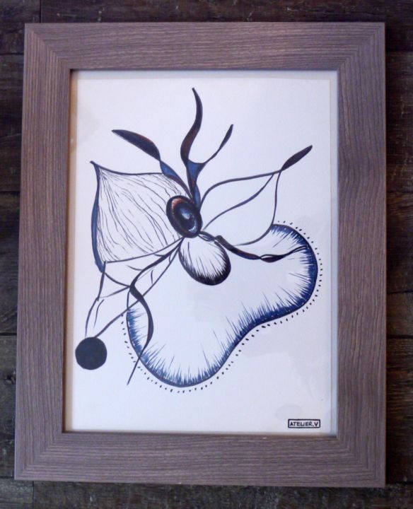 Drawing titled "Cérébrale 2" by Atelier.V, Original Artwork, Marker