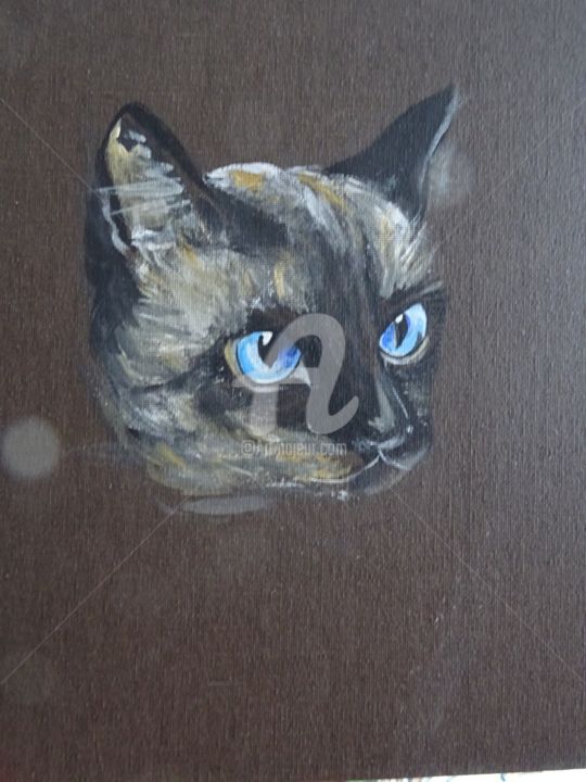 Peinture intitulée "regard-siamois.jpg" par L'Atelier Veranda, Œuvre d'art originale, Acrylique
