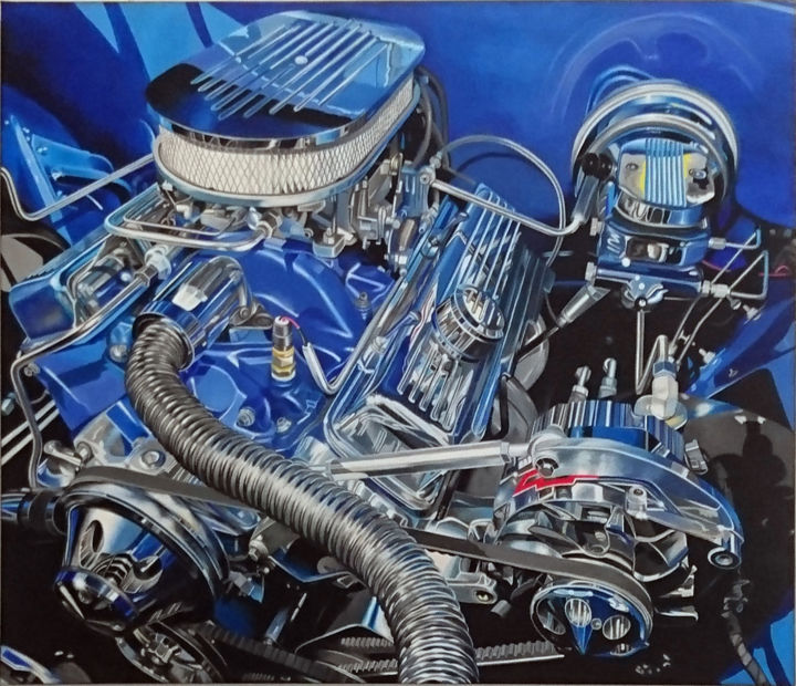 Peinture intitulée "Chevy Impala 1966" par Mc_garbage, Œuvre d'art originale, Huile