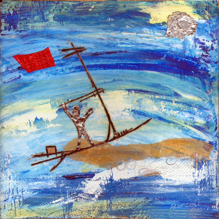 Peinture intitulée ""Voile rouge vers l…" par Ruo, Œuvre d'art originale