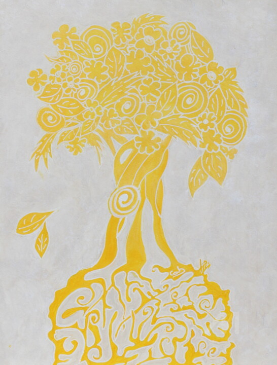 Peinture intitulée "Arbre de Vie "retou…" par Corinne Brossier (Atelier de l'imaginaire), Œuvre d'art originale, Acrylique