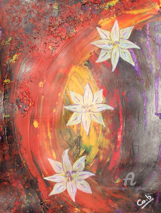 Peinture intitulée "Fleurs de la passion" par Corinne Brossier (Atelier de l'imaginaire), Œuvre d'art originale, Acrylique
