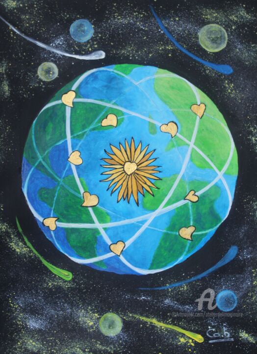 Peinture intitulée "Terre à Cœur" par Corinne Brossier (Atelier de l'imaginaire), Œuvre d'art originale, Acrylique