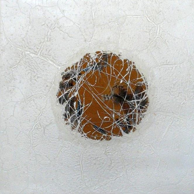 Painting titled "banquise" by Martine Sezer, Original Artwork, Sand Mounted on Wood Panel