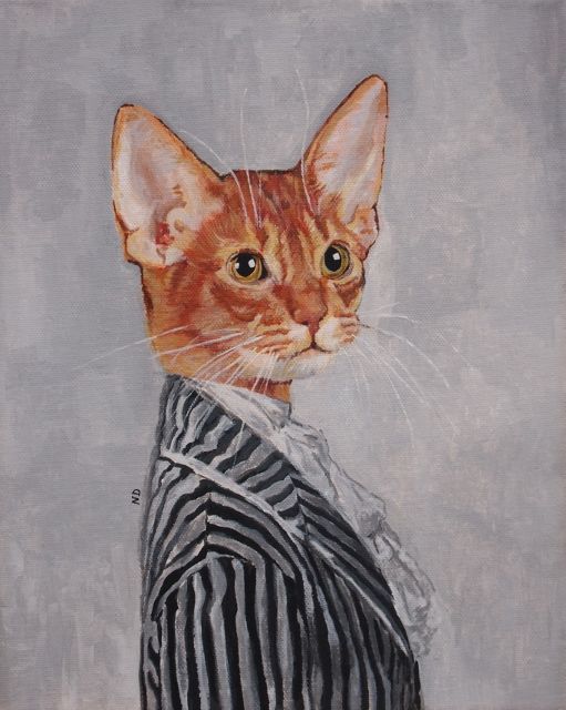 Painting titled "chatte abyssin en h…" by L'Atelier Des Places, Original Artwork, Acrylic