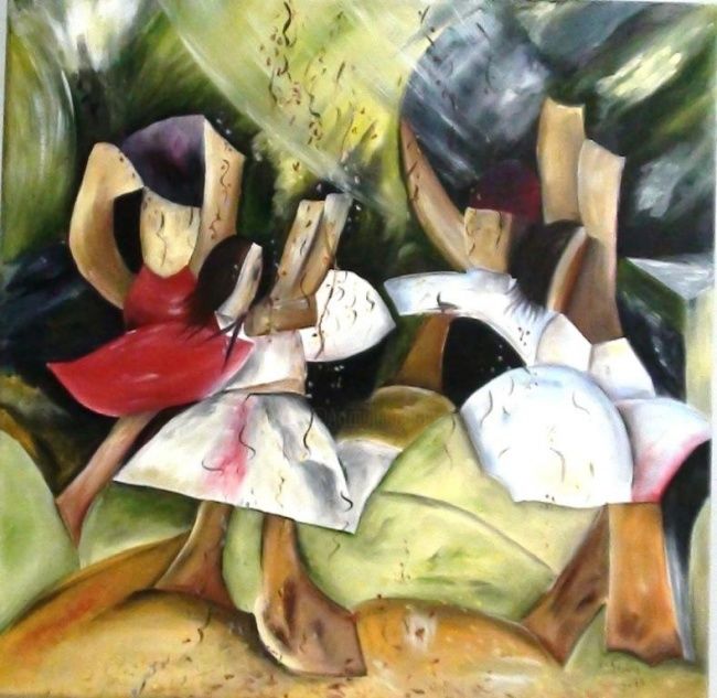 Painting titled "A dança" by Léia Maria  Puton, Original Artwork, Oil