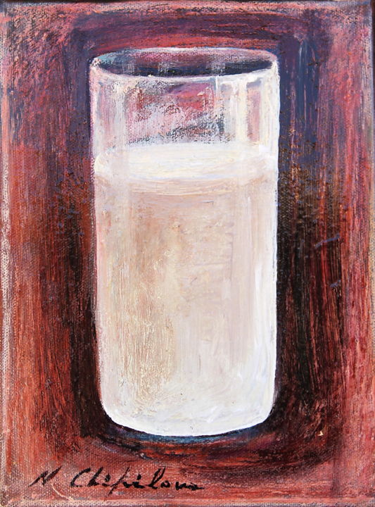 Peinture intitulée "Verre de lait, fond…" par Atelier N N . Art Store By Nat, Œuvre d'art originale, Acrylique