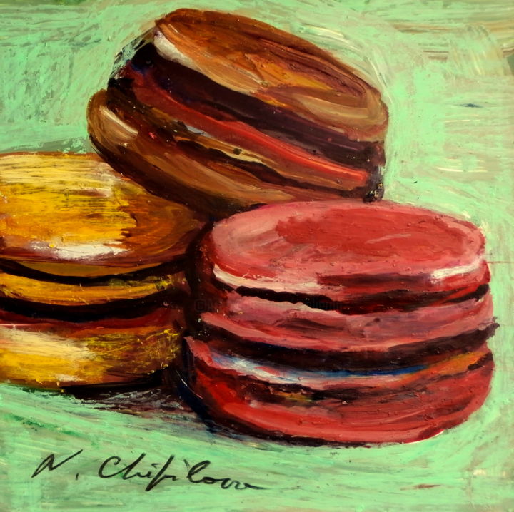 Peinture intitulée "Macarons" par Atelier N N . Art Store By Nat, Œuvre d'art originale, Acrylique