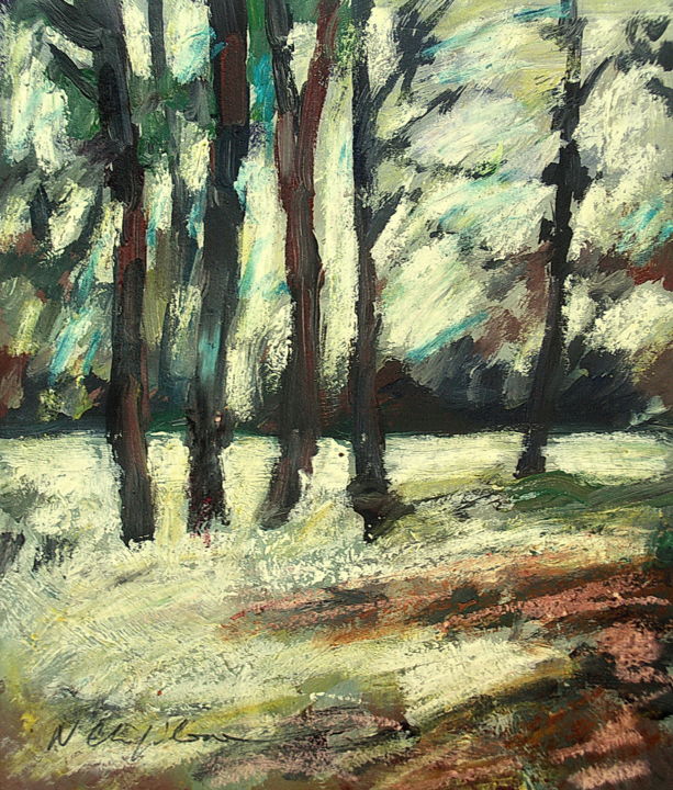 Ζωγραφική με τίτλο "In the forest 1. (2…" από Atelier N N . Art Store By Nat, Αυθεντικά έργα τέχνης, Ακρυλικό