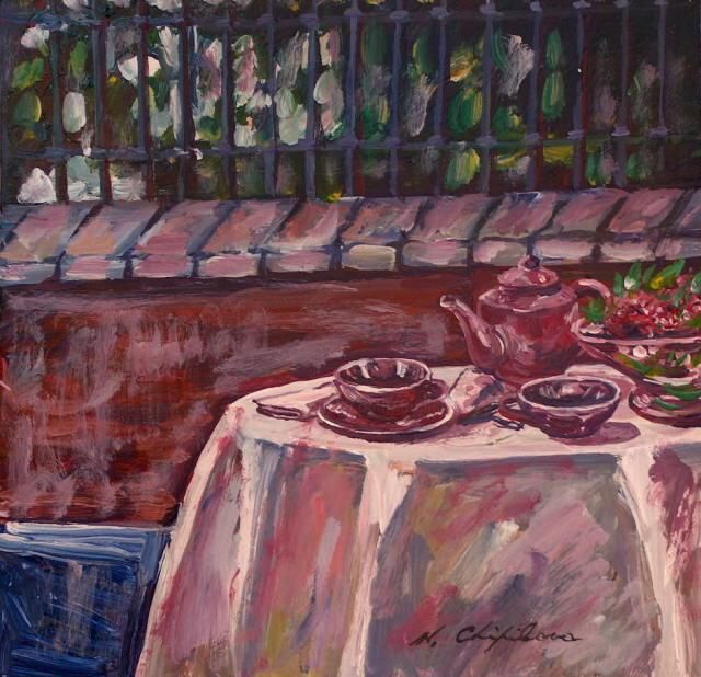 Peinture intitulée "Cérèmonie du thé" par Atelier N N . Art Store By Nat, Œuvre d'art originale, Acrylique