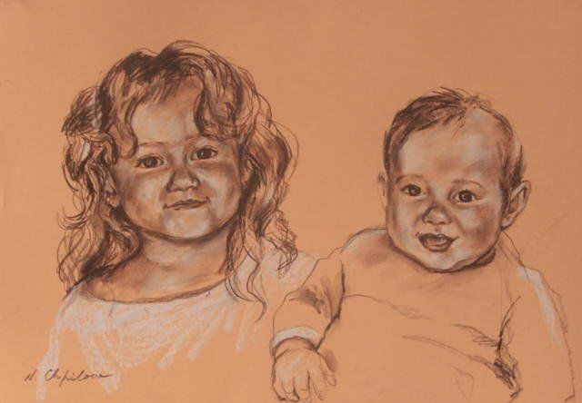 Pintura intitulada "Enfants" por Atelier N N . Art Store By Nat, Obras de arte originais, Óleo