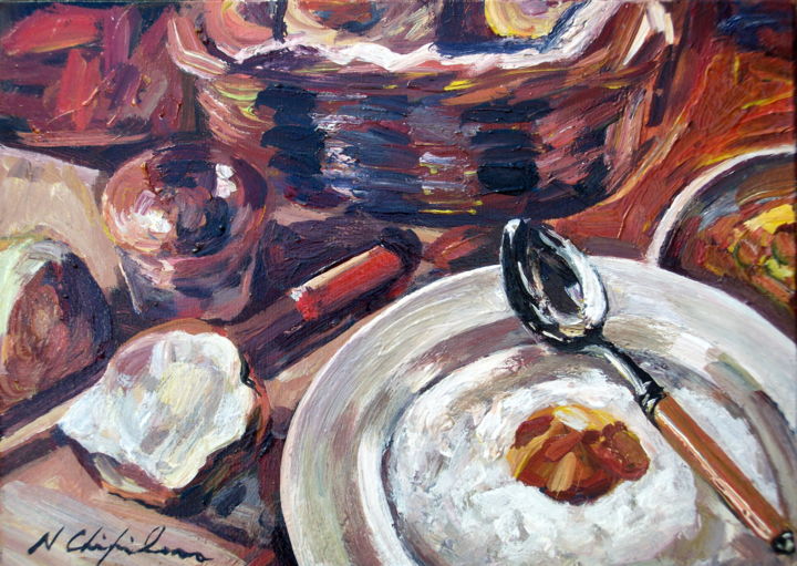 Painting titled "Porridge" by Atelier N N . Art Store By Nat, Original Artwork, Acrylic