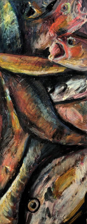 Malerei mit dem Titel "Dead fishes2" von Atelier N N . Art Store By Nat, Original-Kunstwerk, Acryl