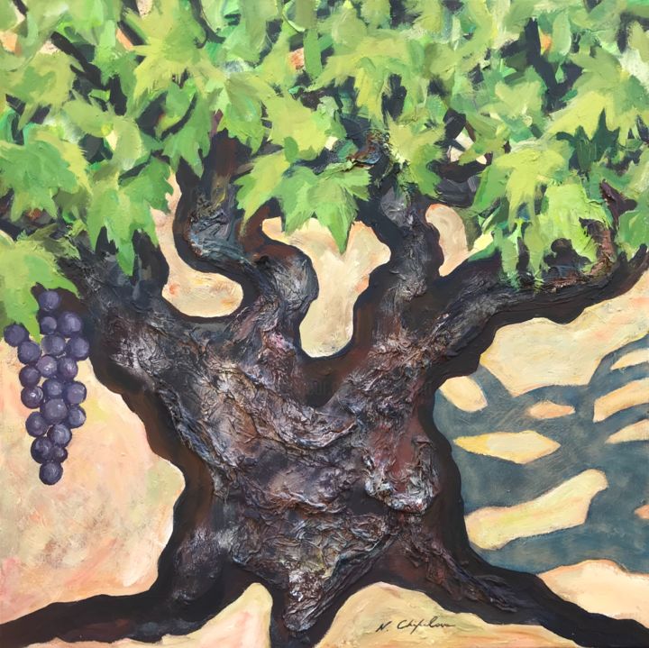 Painting titled "Pied de vigne" by Atelier N N . Art Store By Nat, Original Artwork, Acrylic Mounted on Wood Stretcher frame