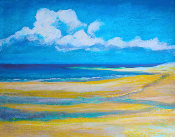 Painting titled "La plage 1" by Nathalia Chipilova, Original Artwork, Acrylic