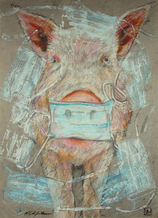 Peinture intitulée "Le porc des masques…" par Atelier N N . Art Store By Nat, Œuvre d'art originale, Acrylique