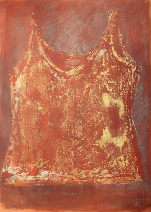 Painting titled "Brown Gold undershi…" by Atelier N N . Art Store By Nat, Original Artwork, Acrylic