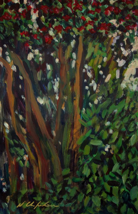 Painting titled "Into The Park 1" by Atelier N N . Art Store By Nat, Original Artwork, Acrylic
