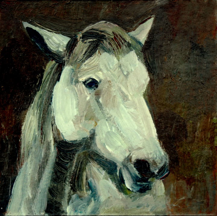 Voir dans une pièce Œuvre d'art: Daily Tête de cheval blanc. 20/02/10