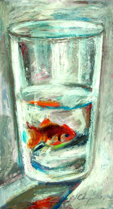 Peinture intitulée "Verre d'eau, poisso…" par Atelier N N . Art Store By Nat, Œuvre d'art originale, Acrylique