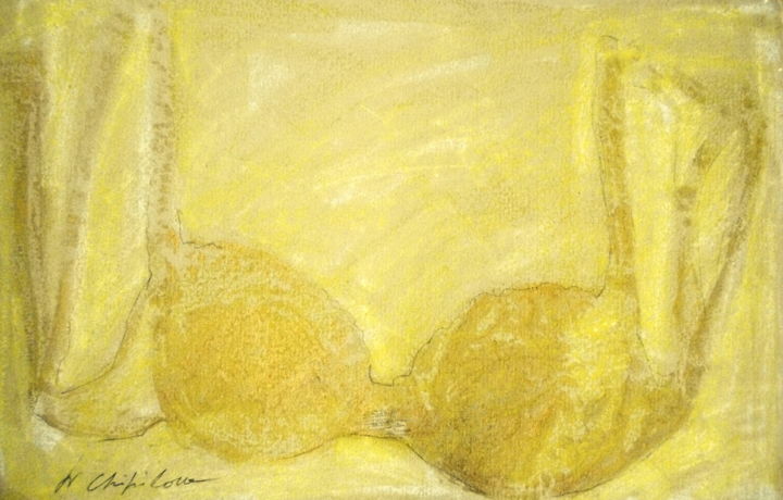 Painting titled "Yellow bra" by Atelier N N . Art Store By Nat, Original Artwork, Acrylic