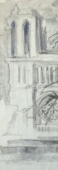 Drawing titled "Notre Dame de Paris…" by Atelier N N . Art Store By Nat, Original Artwork, Graphite