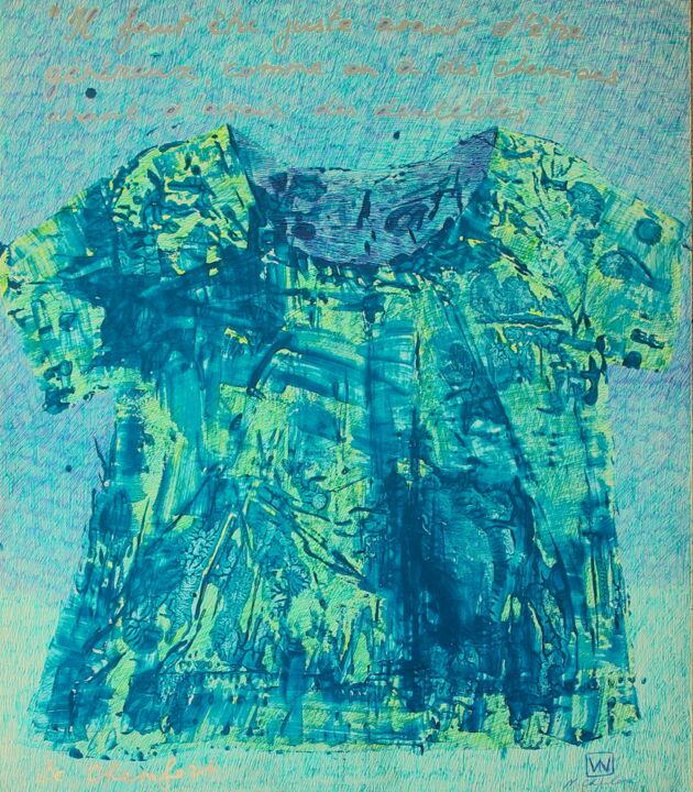 Pintura intitulada "Ma Chemise Bleue" por Atelier N N . Art Store By Nat, Obras de arte originais, Acrílico