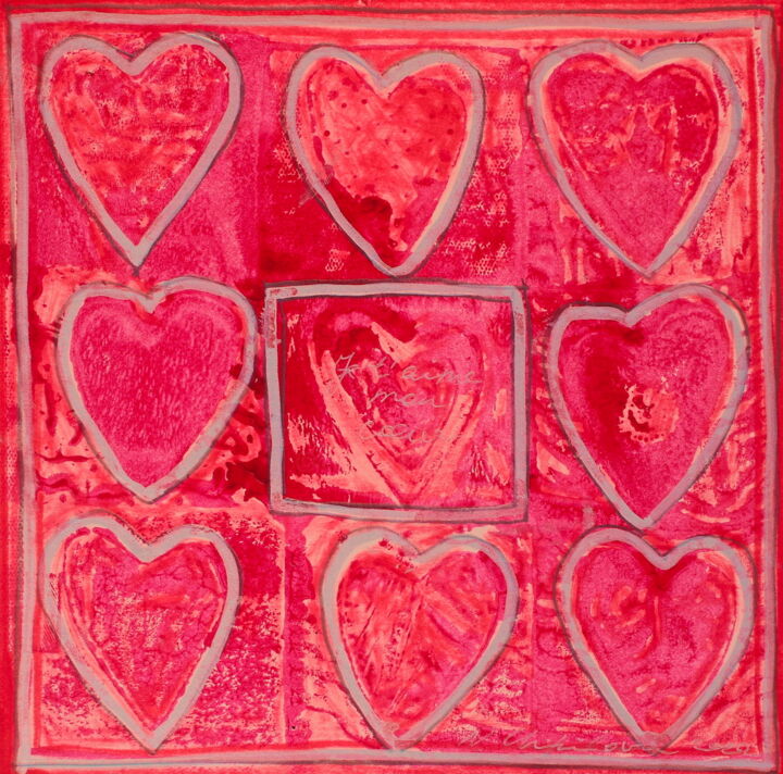 Peinture intitulée "Je t'aime mon cœur" par Atelier N N . Art Store By Nat, Œuvre d'art originale, Acrylique