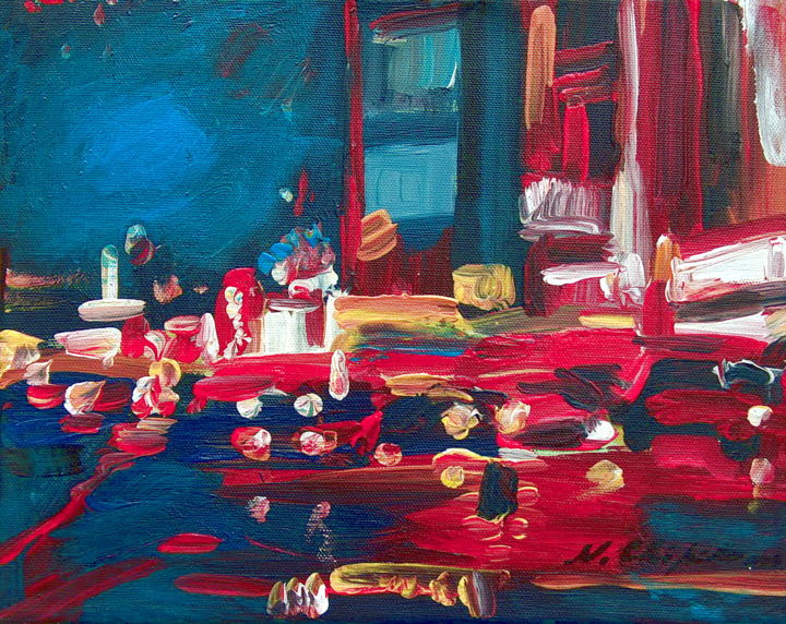 Painting titled "New York by Night" by Atelier N N . Art Store By Nat, Original Artwork, Acrylic