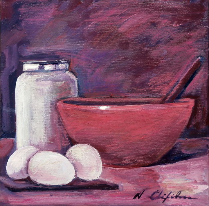 Peinture intitulée "Nature morte aux 3…" par Atelier N N . Art Store By Nat, Œuvre d'art originale, Acrylique