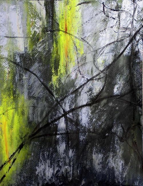Painting titled "Yellow forest" by Atelier N N . Art Store By Nat, Original Artwork, Oil