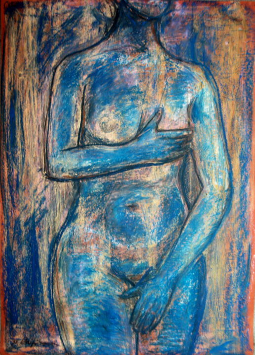 Ζωγραφική με τίτλο "Chagall nude" από Atelier N N . Art Store By Nat, Αυθεντικά έργα τέχνης, Λάδι