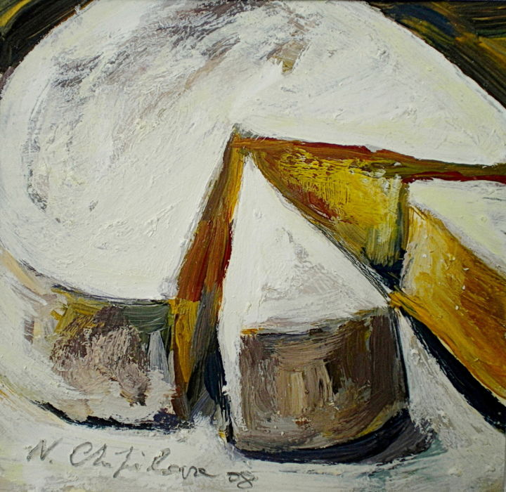 Peinture intitulée "Camembert 1, 15x15cm" par Atelier N N . Art Store By Nat, Œuvre d'art originale, Acrylique