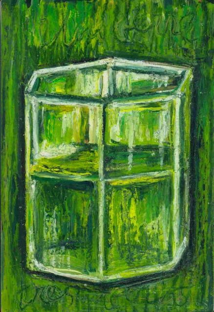 Schilderij getiteld "Un verre vert" door Atelier N N . Art Store By Nat, Origineel Kunstwerk, Acryl