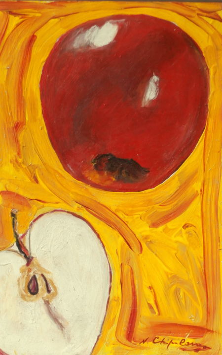 Peinture intitulée "Red apple appeal" par Atelier N N . Art Store By Nat, Œuvre d'art originale, Acrylique