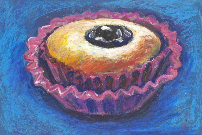 Peinture intitulée "Cake à la prune" par Atelier N N . Art Store By Nat, Œuvre d'art originale, Acrylique