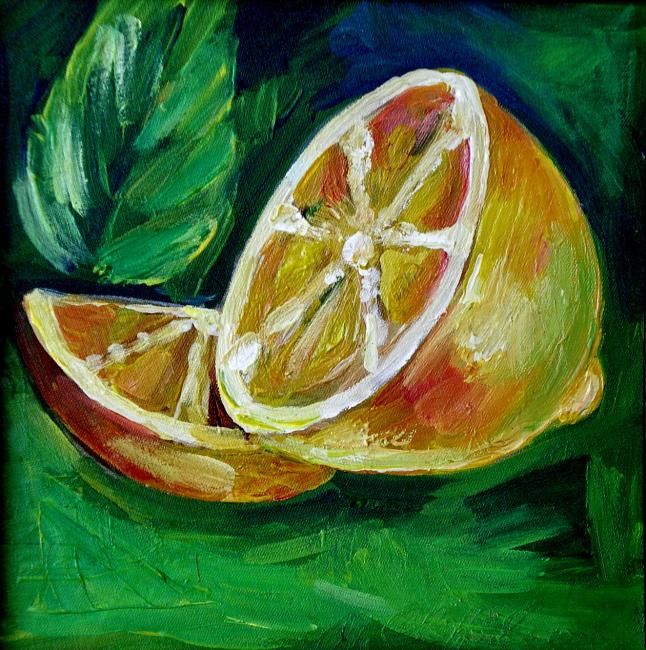 Painting titled "Citron et demi" by Atelier N N . Art Store By Nat, Original Artwork, Acrylic