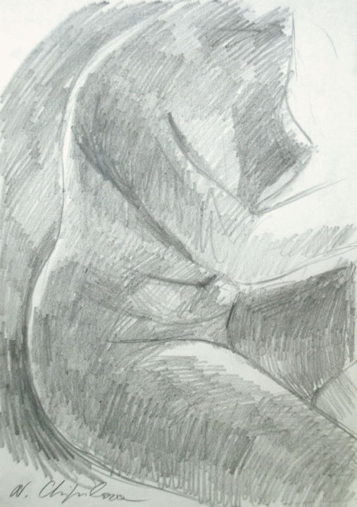 Dessin intitulée "Etude de nu, Venus 2" par Atelier N N . Art Store By Nat, Œuvre d'art originale, Crayon