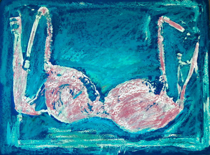 Peinture intitulée "Soutien-gorge bleu" par Atelier N N . Art Store By Nat, Œuvre d'art originale, Acrylique